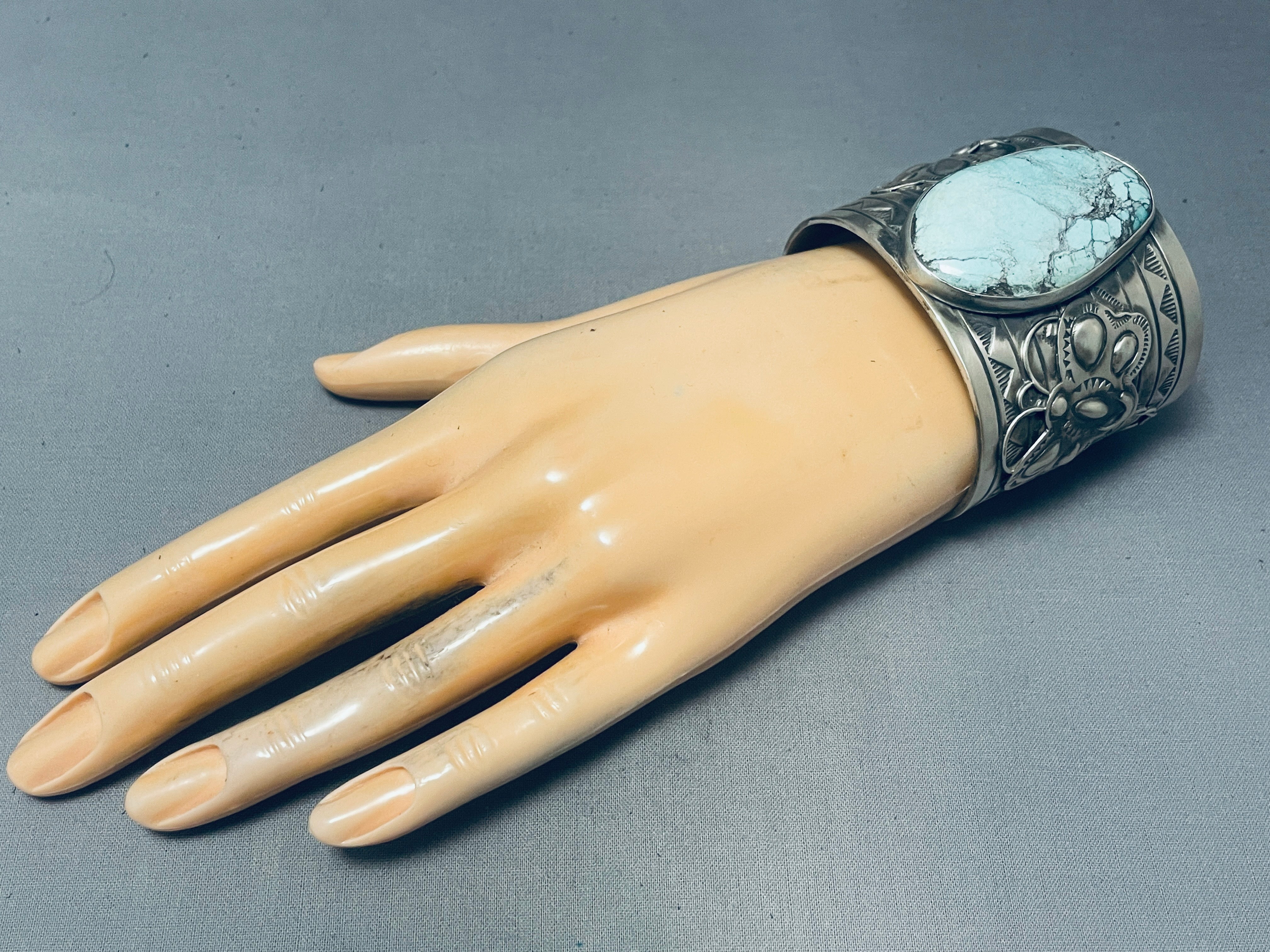 Authentic Navajo Blue Spider Turquoise Sterling Silver Dragonfly Bracelet - 152g Handmade Native American Jewelry for Women - Perfect for Boho, Festival & Spiritual Healing