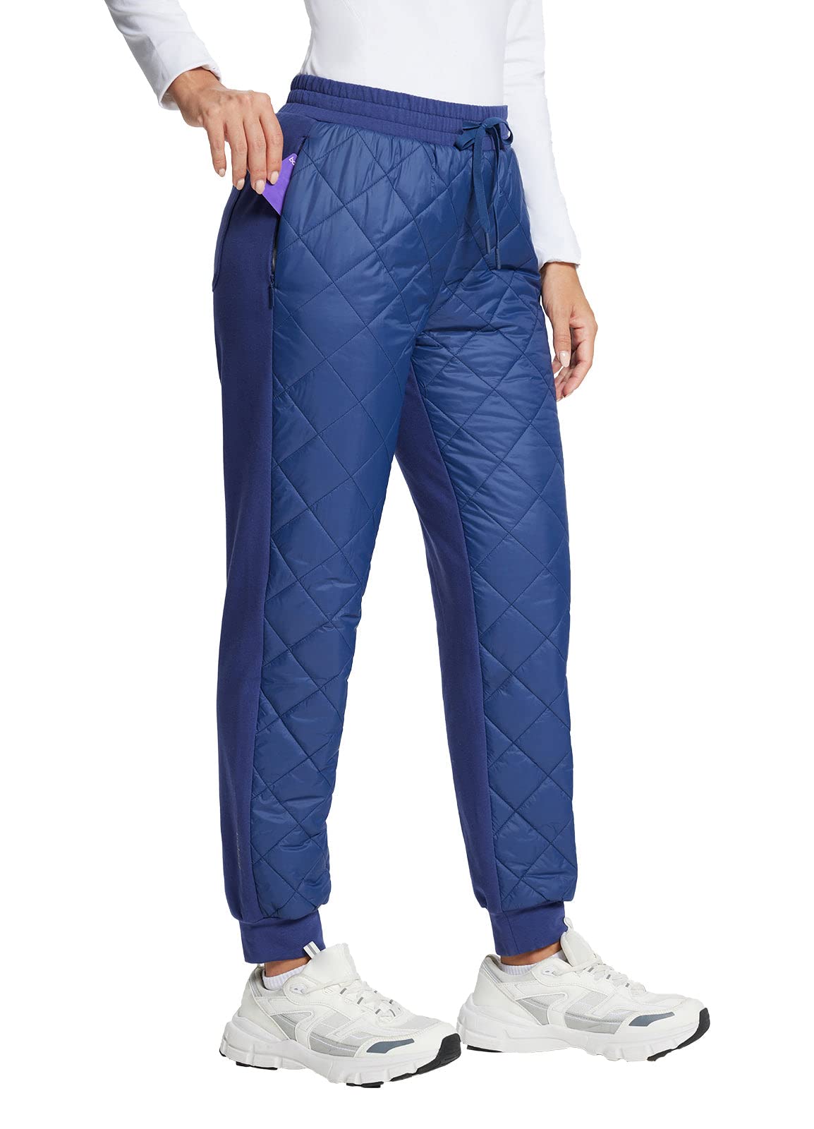 BALEAF Women's Lightweight Quilted Puffer Pants - Insulated Winter Snow Trousers for Skiing, Camping & Cold Weather Outdoor Activities