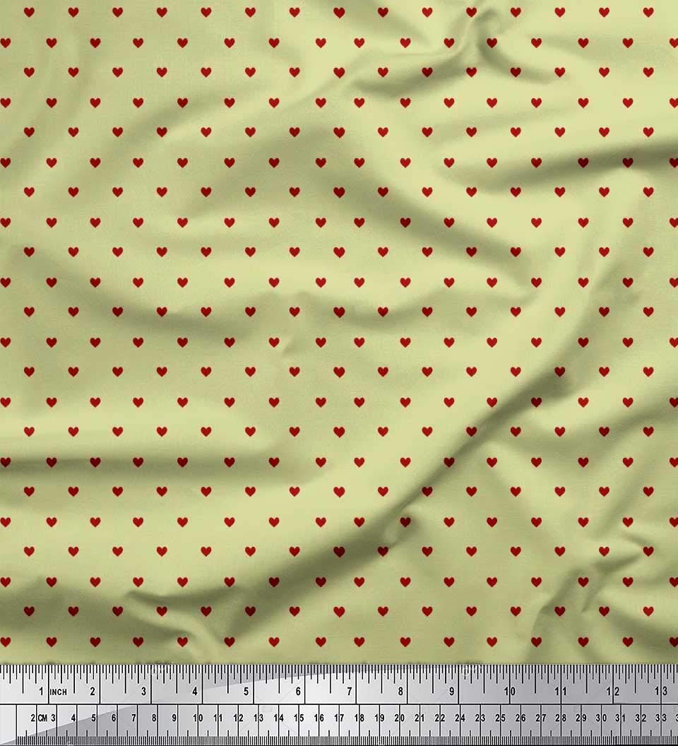Soimoi Moss Georgette Brown Fabric by The Yard - 42 Inch Wide Printed Fabric with Small Heart Motifs - Sweet Romantic Shirting Material for Dresses, Blouses & DIY Sewing Projects