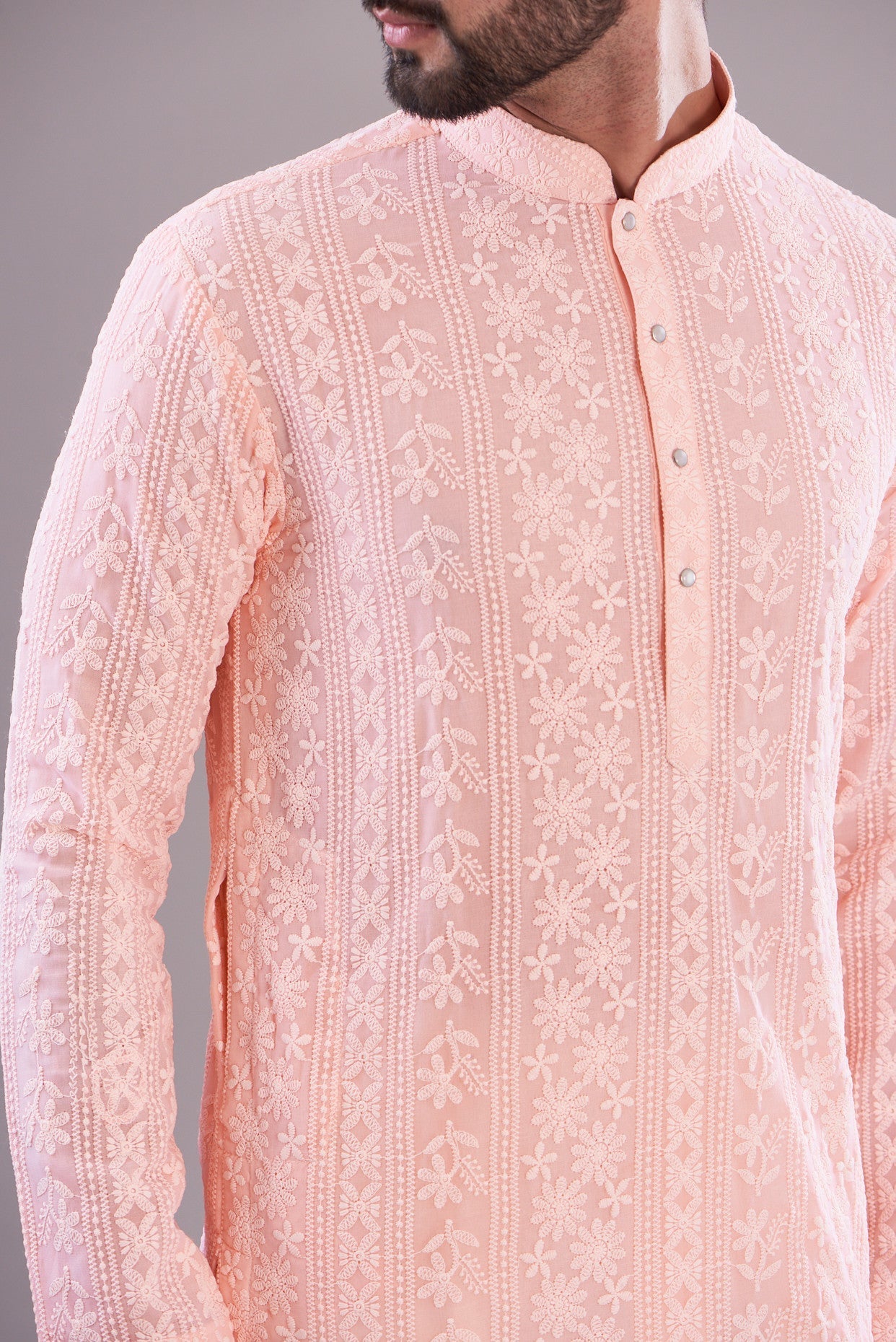 Pastel Powder Pink Kurta for Women - Soft Cotton Embroidered Tunic Top - Perfect for Casual Wear, Festivals & Boho Outfits