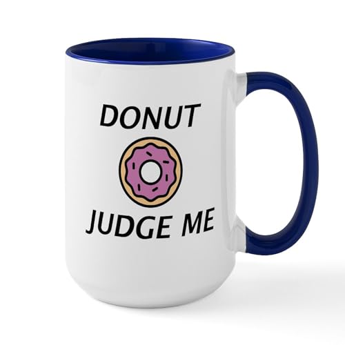 White/Navy Inside - Donut Judge Me Large Mug