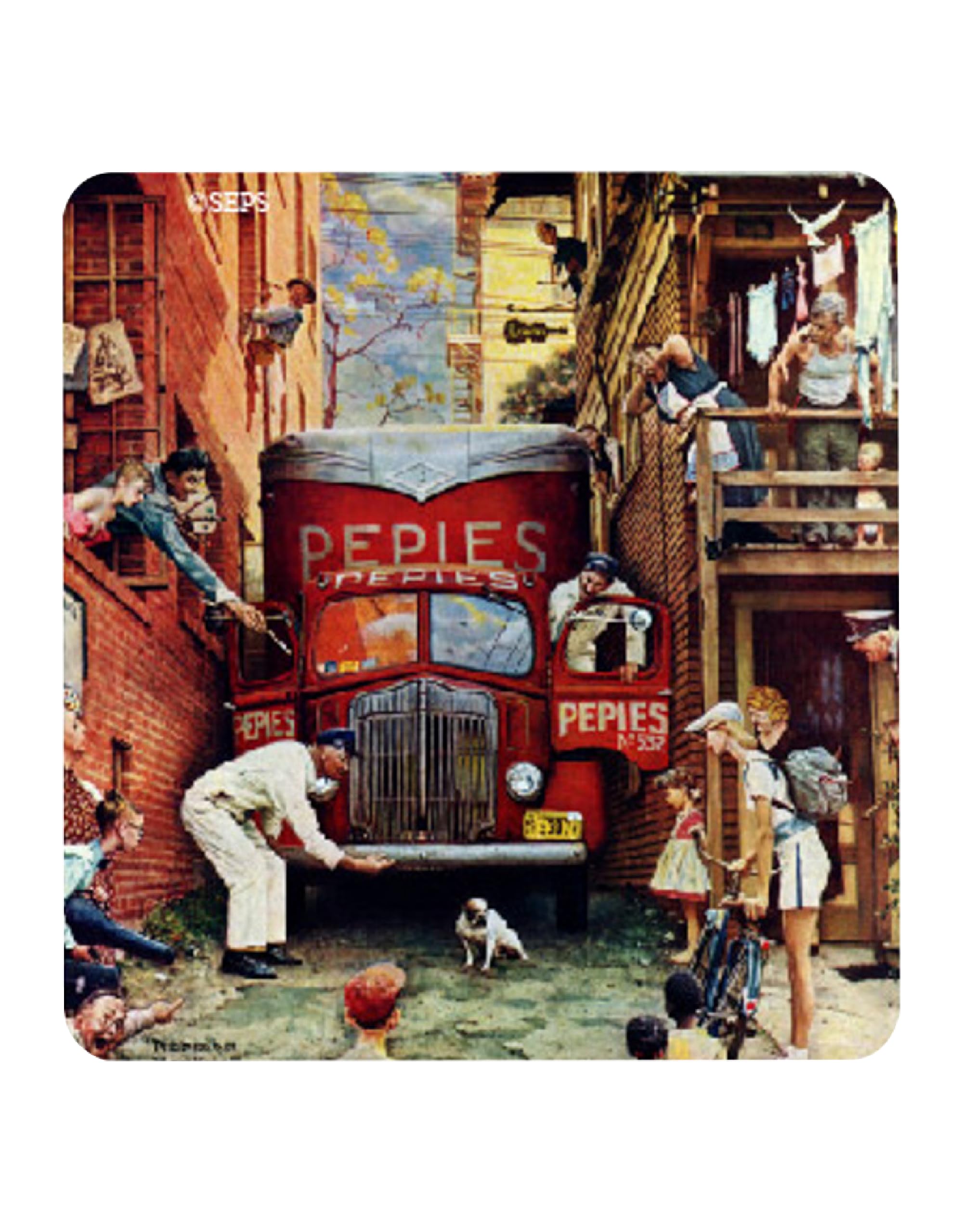 ARCANE VAULT - Vintage Saturday Evening Post™ Pepies Wood Fridge Magnet - 2”x2” Laser-Cut UV-Coated Birch - Unique Kitchen & Home Decor - Perfect for Refrigerators, Whiteboards & Office Bulletin Boards