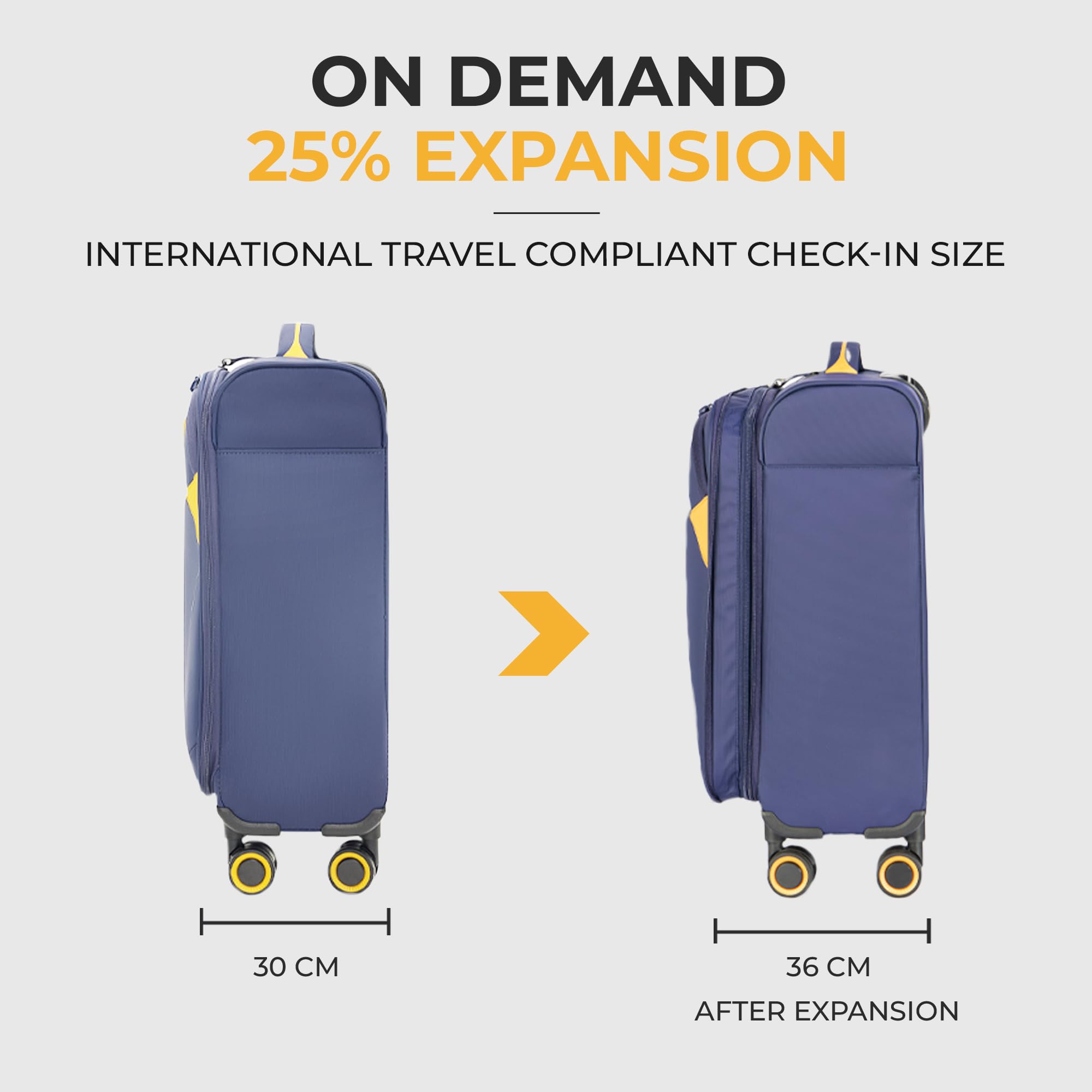 Vergae Cambridge Lightweight Expandable Softside Spinner Wheel Suitcase - 29 Inch Large Checked Luggage for Travel, Navy Blue | Perfect for International Flights & Family Vacations