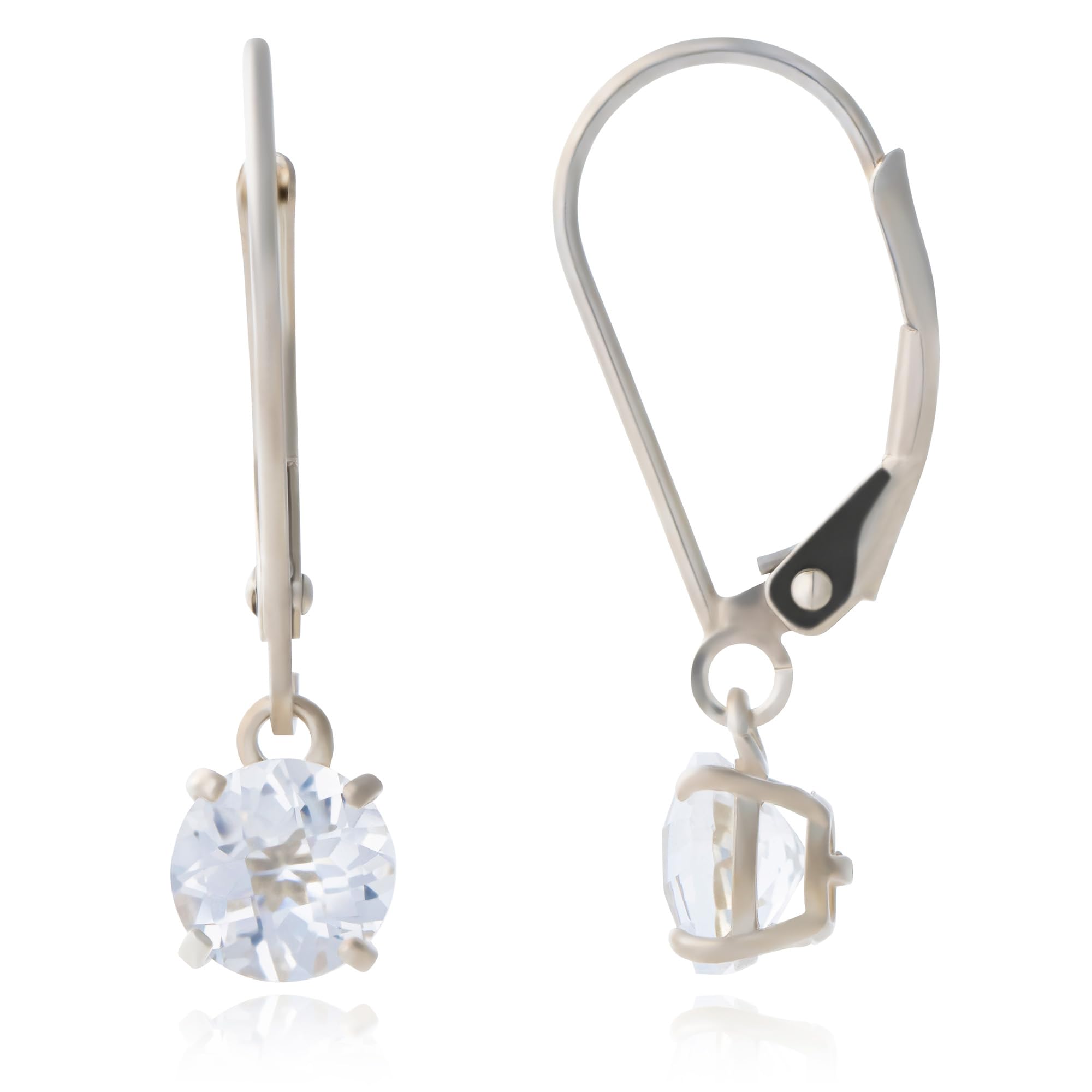 10K Yellow Gold 6mm Round Birthstone Dangle Earrings for Women - Leverback Closure - Personalized Birth Month Jewelry Gift - Perfect for Birthdays, Anniversaries & Special Occasions