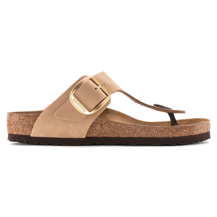 Birkenstock Gizeh Big Buckle Sandals - Women's Nubuck Leather Comfort Sandals in Sandcastle | Perfect for Summer, Beach, and Casual Outfits