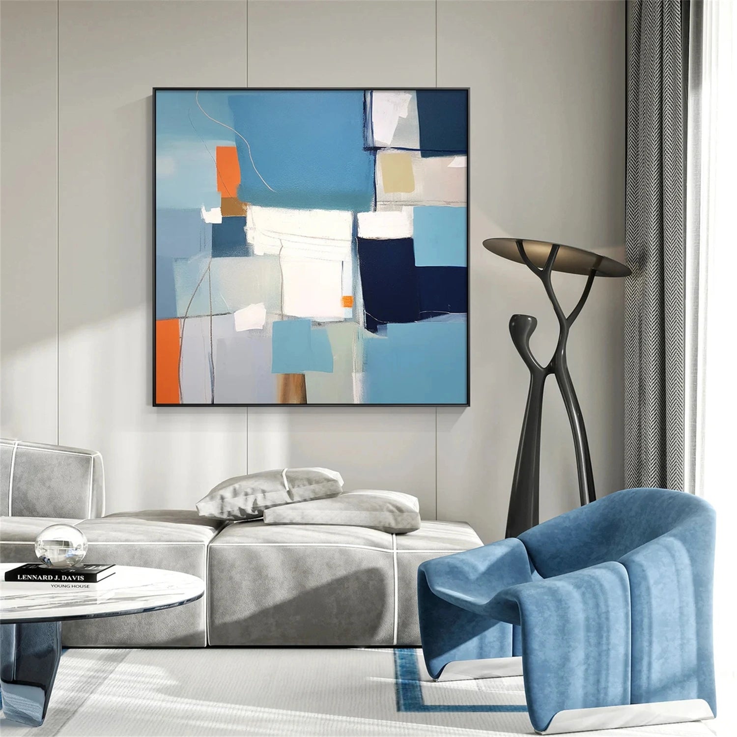 Abstract Painting #AB 292 - Modern Wall Art Decor for Living Room, Bedroom & Office - Handmade Canvas Artwork