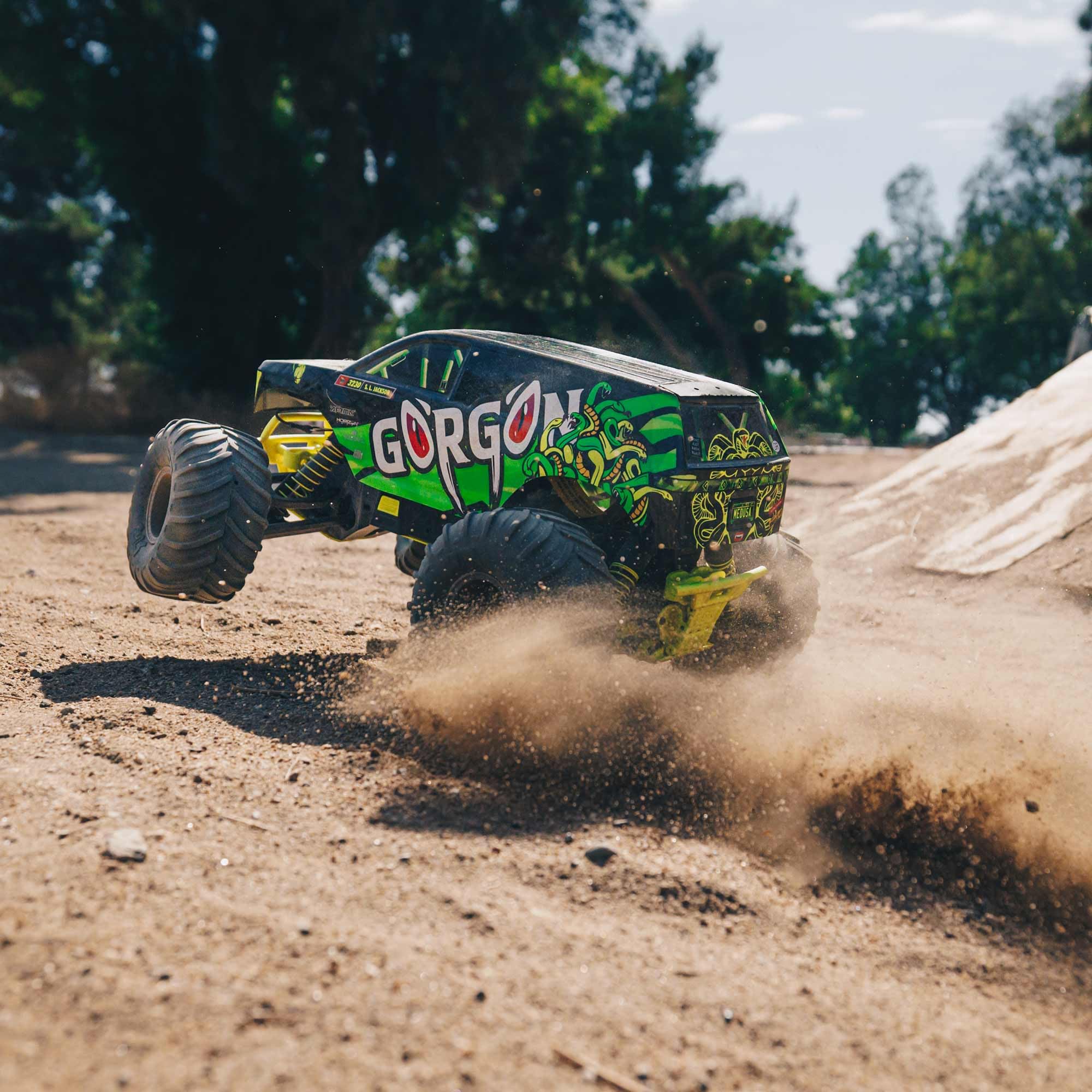 ARRMA Gorgon 1/10 Scale 2WD Monster Truck RTR (Ready-to-Run) with Battery & Charger - Smart 3300 7C S120 USB - Yellow ARA3230ST1 - Perfect for Off-Road Bashing, Backyard Racing & RC Hobby Enthusiasts