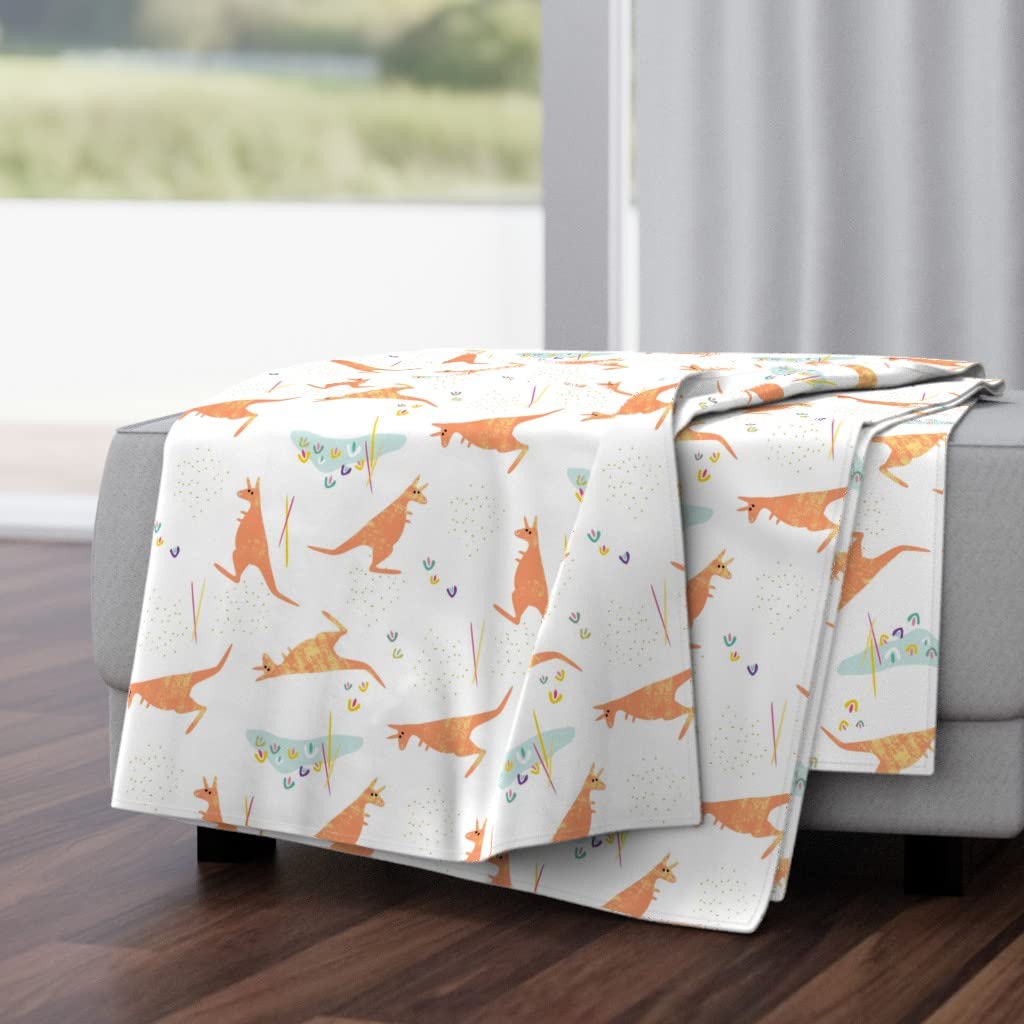 Luxe Velvet Throw Blanket 50x70 Inches - Retro Kangaroo Koala Waterhole Print Soft Cozy Blanket for Kids Room, Nursery Decor, Couch & Bed