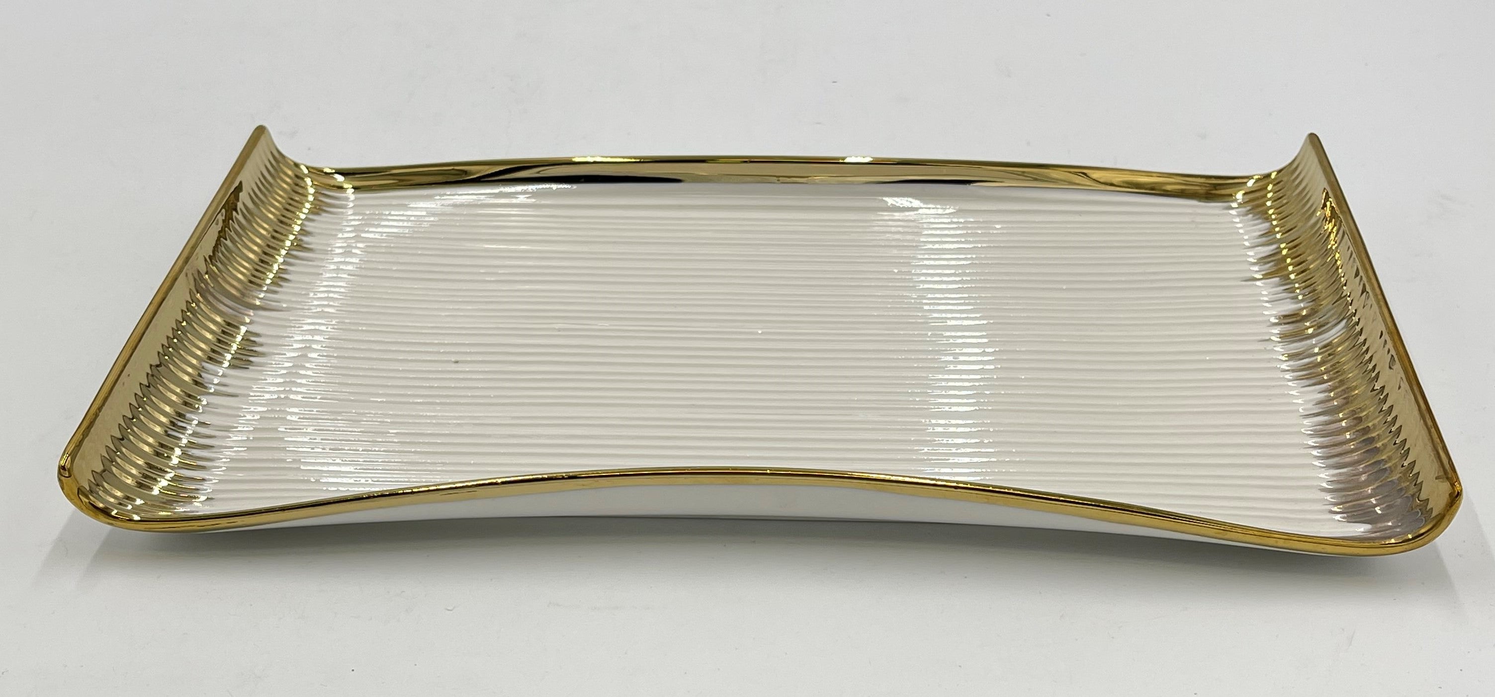 12x6.25 Inch Gold Design Rectangular Decorative Plate - Set of 30 - Perfect for Wedding, Party Decorations and Home Tableware Displays