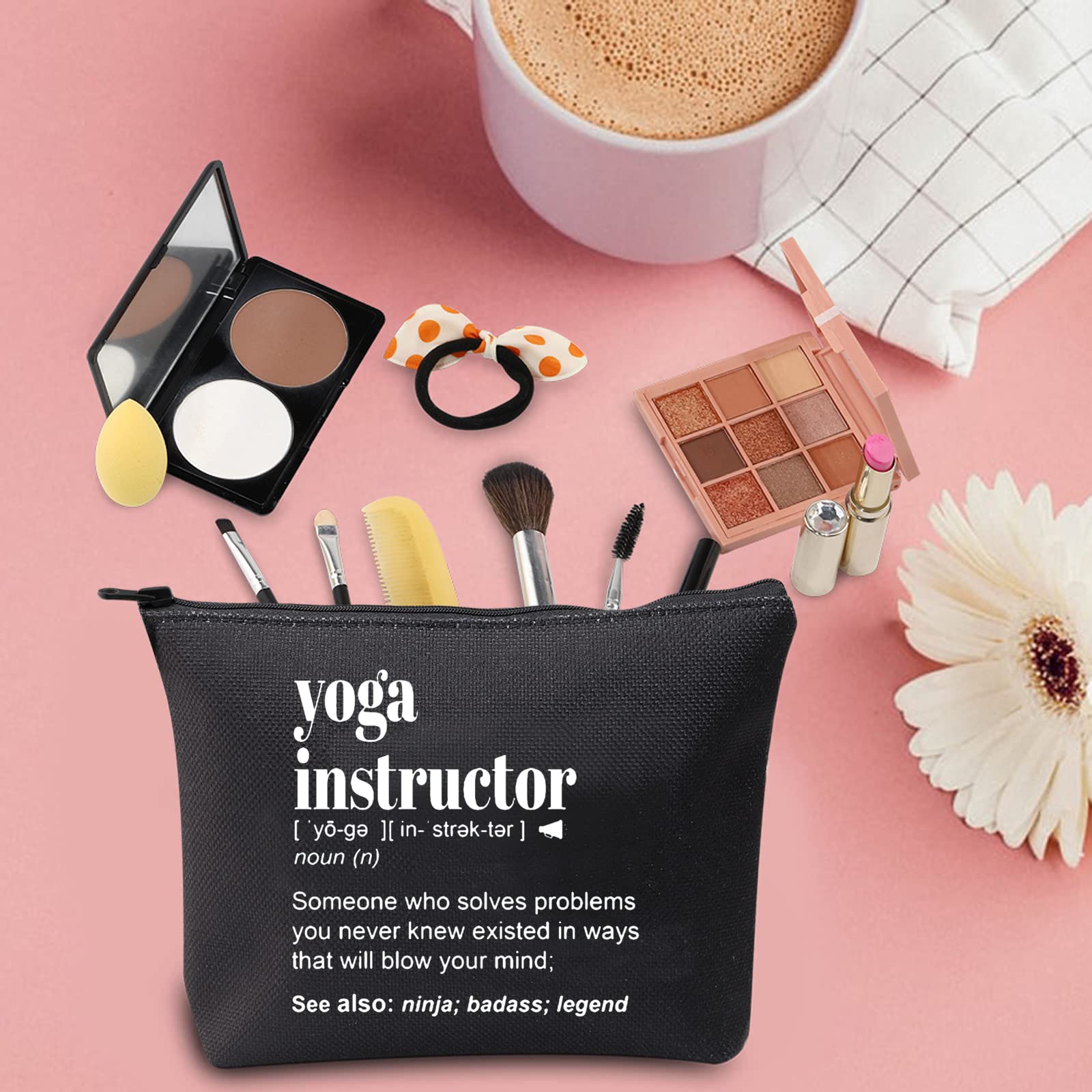 TSOTMO Yoga Instructor Zipper Pouch Makeup Bag - Perfect Yoga Teacher Appreciation & Thank You Gift - Ideal for Yoga Accessories, Cosmetics & Travel Essentials