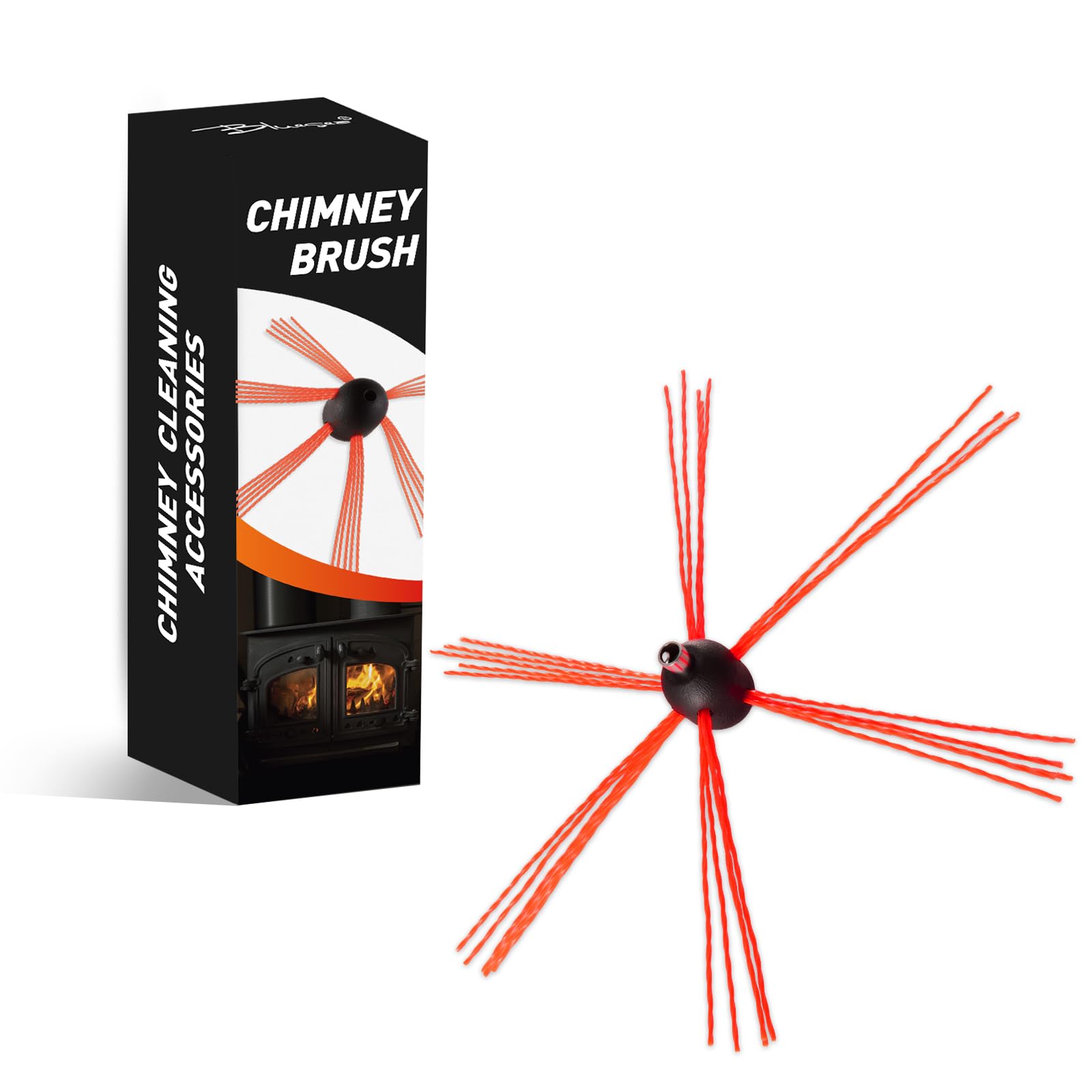 Bluesea Chimney Sweep Brush Kit - Heavy Duty Nylon Brush with Hex Key & Drill Adapter for Fireplace Flue Cleaning | Perfect for Electric Drill Use in Home Fireplace Maintenance