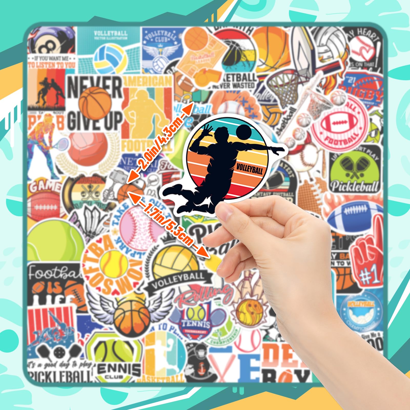 400 Sports Stickers for Water Bottles & Gear - Cool Soccer, Baseball, Basketball, Volleyball Decals for Kids, Teens & Sports Fans - Perfect for Boys' Sport Parties, Gifts & DIY Projects
