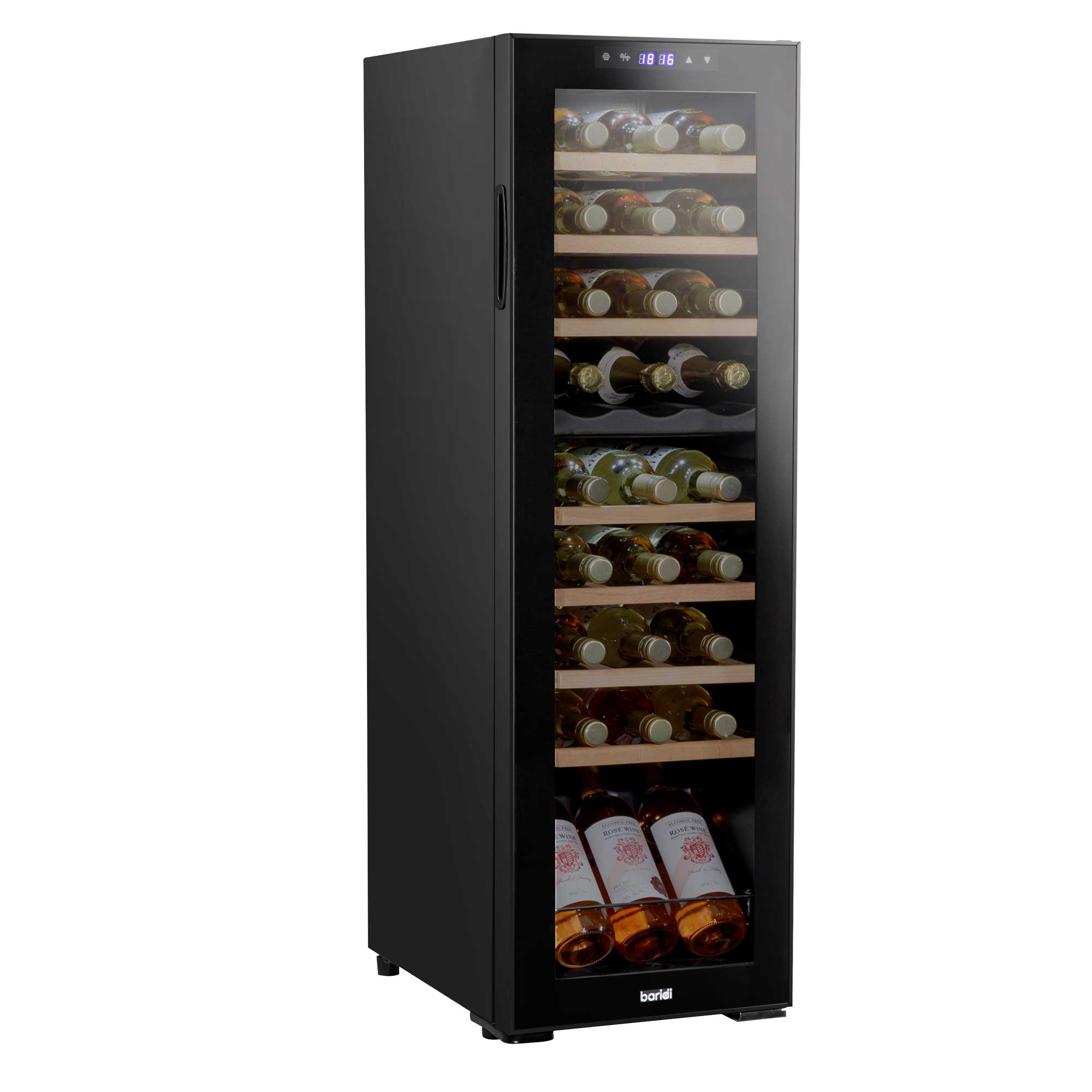 Baridi 27 Bottle Dual Zone Wine Cooler Refrigerator - Touch Screen Control, Adjustable Wooden Shelves, LED Lighting - Perfect for Home Bars, Restaurants, and Wine Cellars