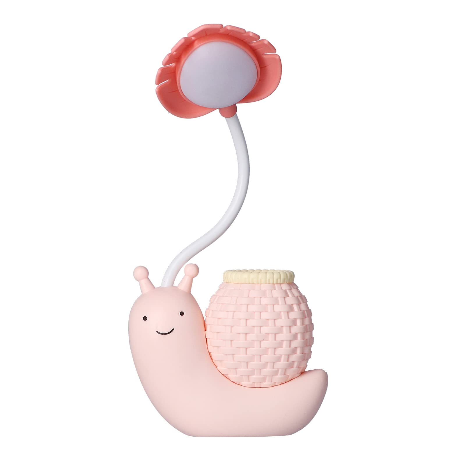 Garosa LED Desk Lamp with Pen Holder - Cute Cartoon Snail Table Lamp, USB Charging, Adjustable Gooseneck, 0.6~3W Warm White Light for Kids & Students - Perfect for Study, Reading, and Night Light Use