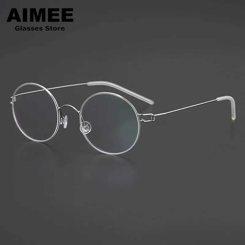 Aimee Women's Full Rim Round Screwless Titanium Eyeglasses 13120 - Lightweight & Durable Eyewear for Work, Reading & Fashion