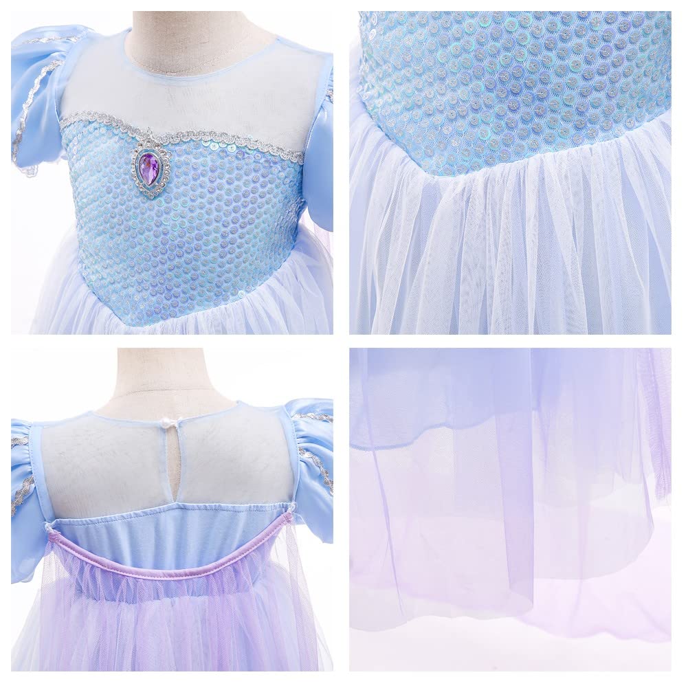 Frozen Elsa Princess Costume for Girls - Elegant Tulle Gown Dress for Halloween, Christmas, Birthday Parties & Pageants | Disney Inspired Fancy Dress Up Outfit