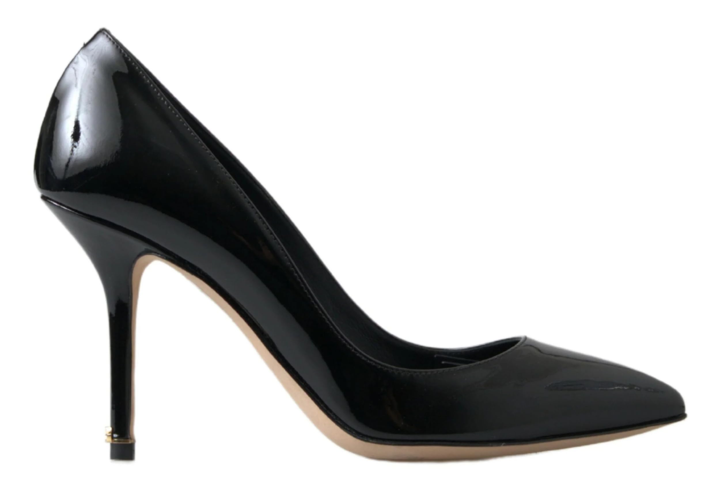 Dolce & Gabbana Women's Black Patent Leather High Heel Pumps - Elegant Pointed Toe Dress Shoes for Parties, Weddings & Formal Events