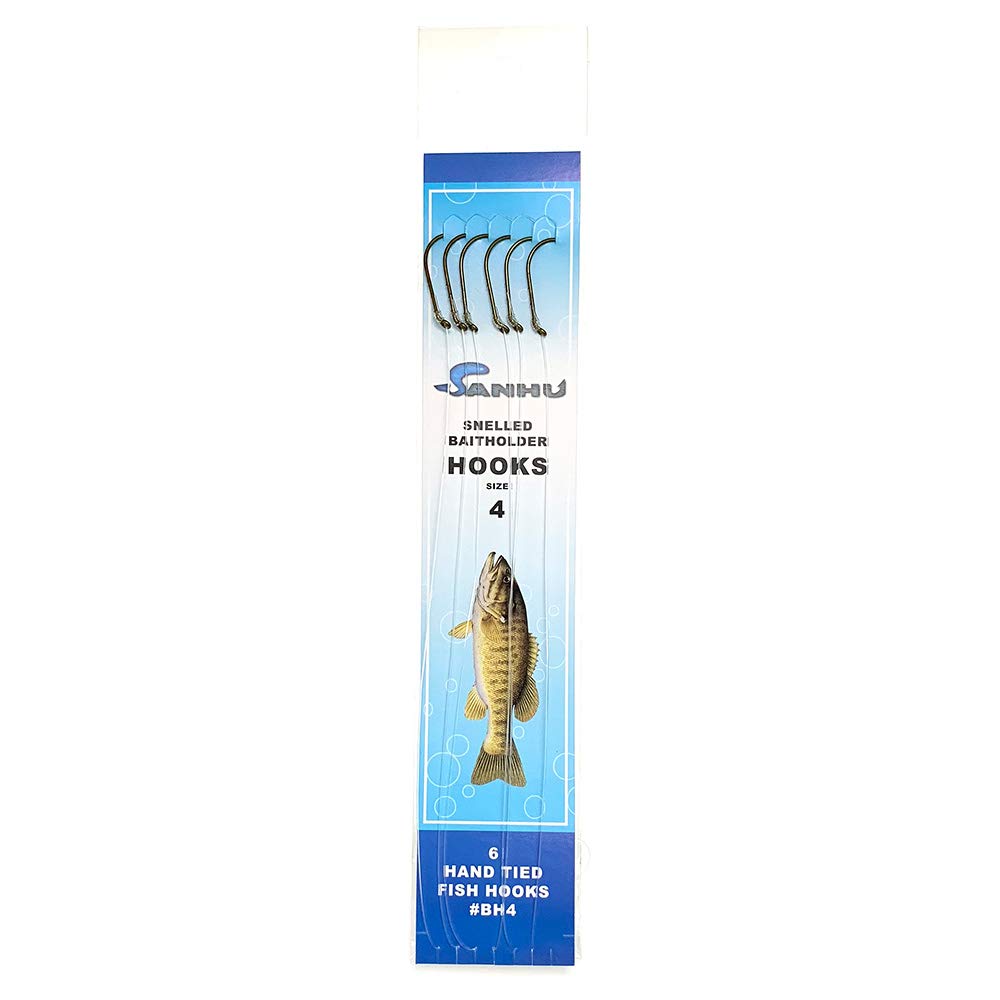 Baitholder Snelled Hooks Fishing Hooks - Size #4 (20 Packs) - Premium Saltwater & Freshwater Fishing Gear - Perfect for Bass, Trout, and Panfish