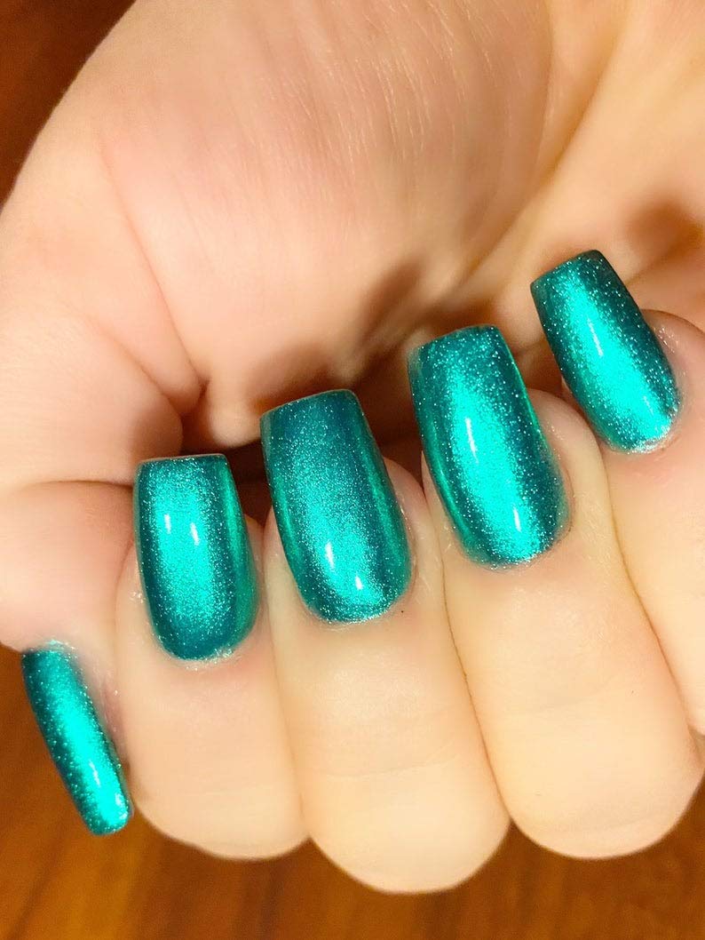Electric Carnival - Green Metallic Foil Glitter Nail Polish 15mL | Long Lasting Shimmer Nail Lacquer for Parties, Halloween & Special Occasions