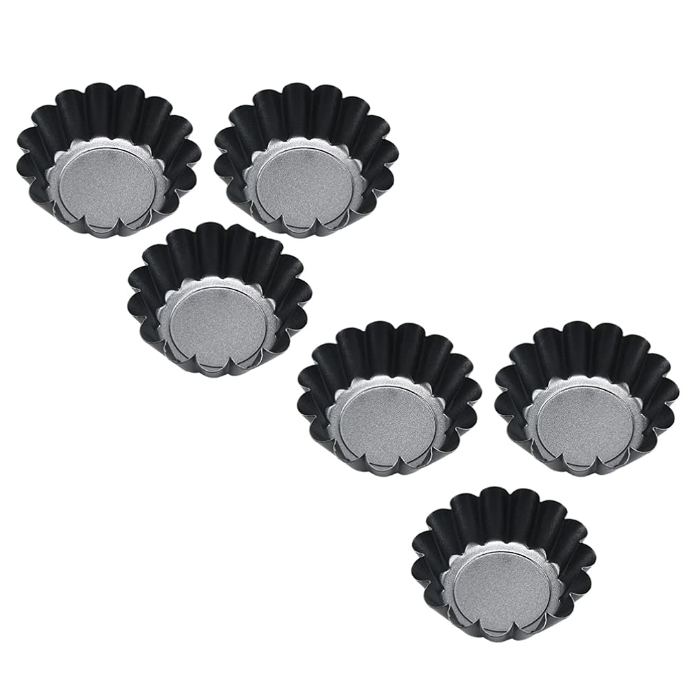 Healifty 6-Piece Nonstick Egg Tart Molds - Reusable Mini Pie Tartlet Pans for Baking Cupcakes, Puto, Puddings & Cookies | Perfect for Home Bakers & Dessert Lovers