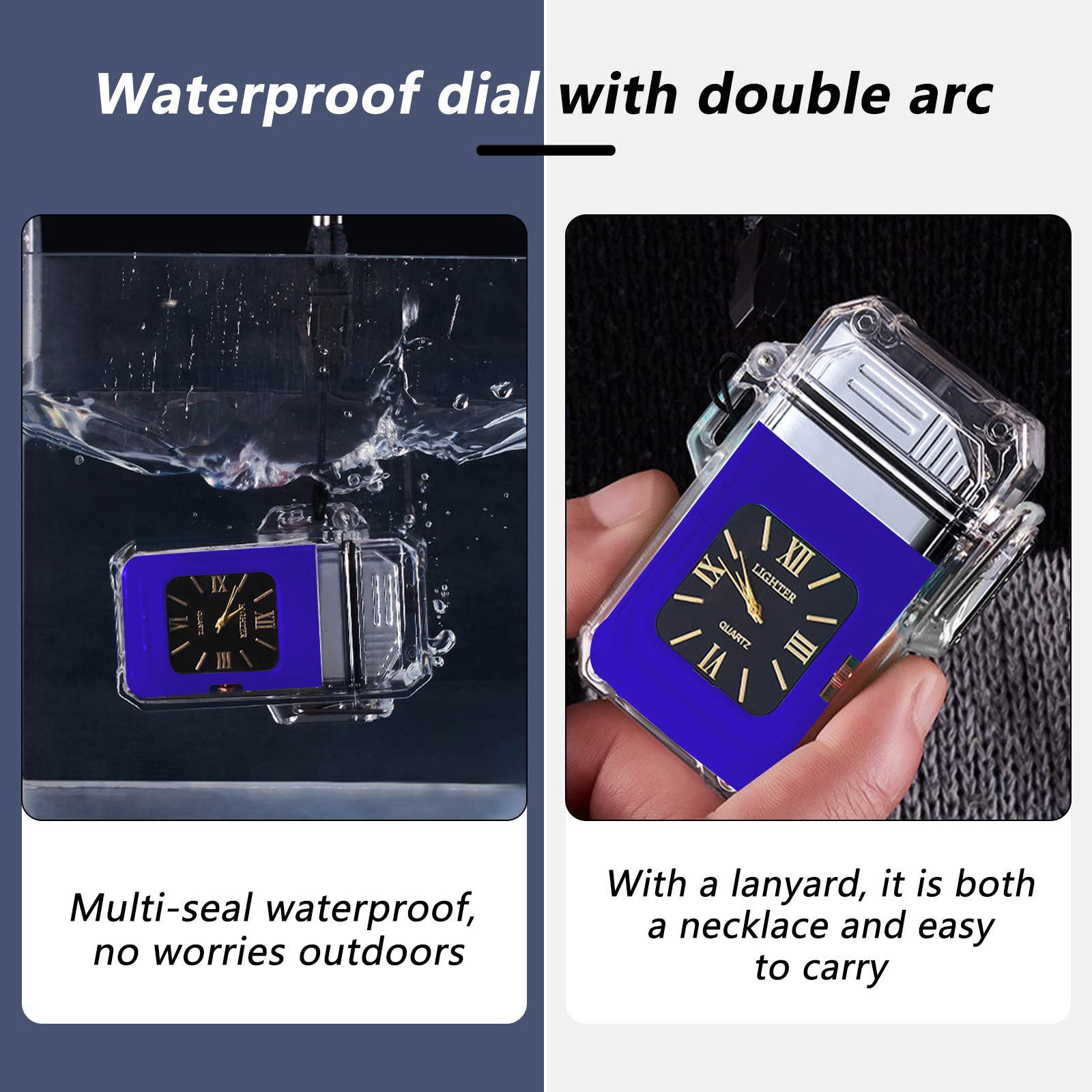 SKRFIRE Arc Electric Lighter - USB Rechargeable, Waterproof & Windproof Plasma Lighter for Outdoor Use - Perfect for Candles, Camping, BBQ, Fireworks & More (Blue)
