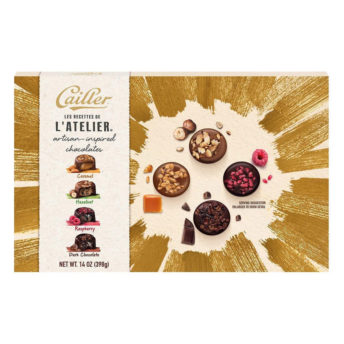 Valentine's Day Chocolate Gift Box with Plush Brown Dog | 32-Piece Cailler L'Atelier Artisan Chocolates & 17