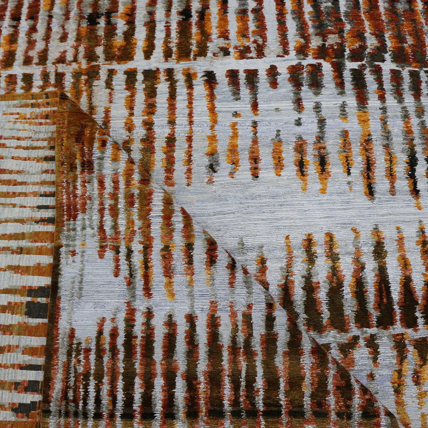 Brown Nu Vibrant Modern Tibetan Silk Rug 10'1 x 14'2 - Luxurious Handmade Area Rug for Living Room, Bedroom & Home Decor