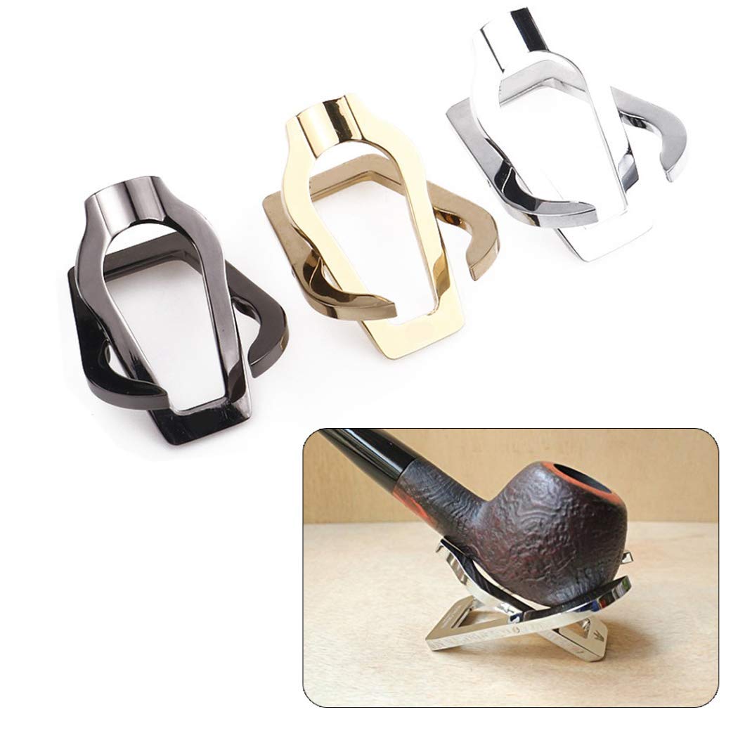 Premium Stainless Steel Foldable Pipe Stand Holder - Portable Cigar & Tobacco Pipe Rack Organizer Kit (Silver) - Perfect for Travel, Home Use & Smoking Enthusiasts