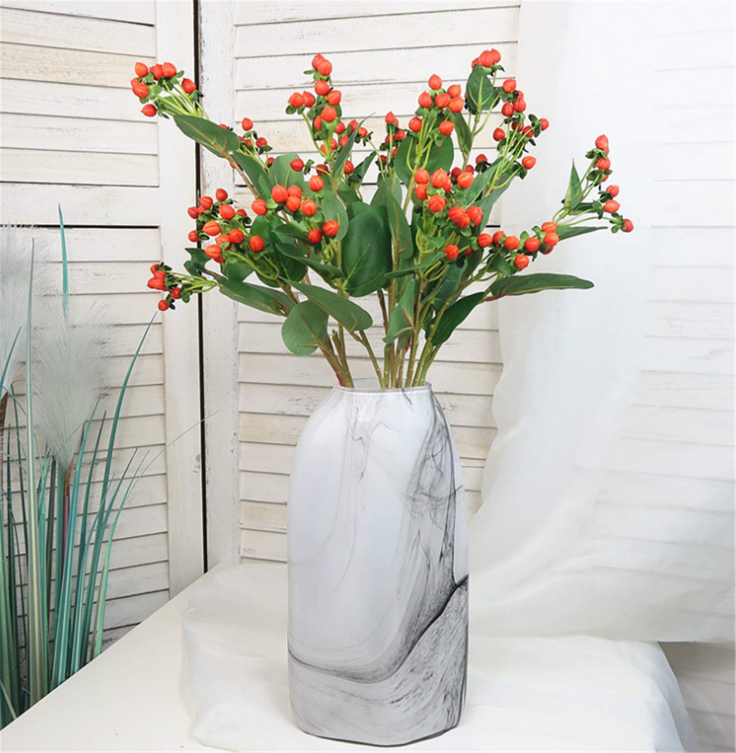 3Pcs Artificial Hypericum Berry Stems - Realistic Fake Red Berries for Wedding Bouquets, Home Decor, Centerpieces, and DIY Crafts - Perfect for Christmas, Fall, and Seasonal Arrangements