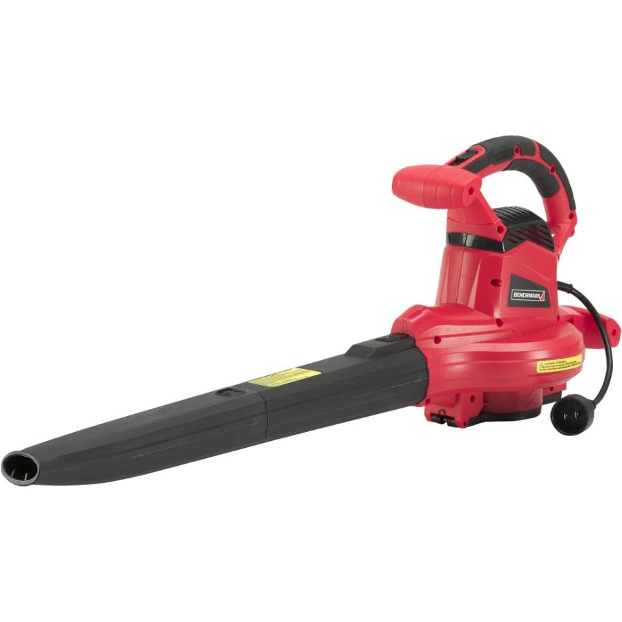 BENCHMARK 12 Amp Electric Leaf Blower, Vacuum & Mulcher 3-in-1 - Powerful Yard Cleanup for Leaves, Grass Clippings & Debris - Perfect for Home Lawn, Garden & Patio Maintenance