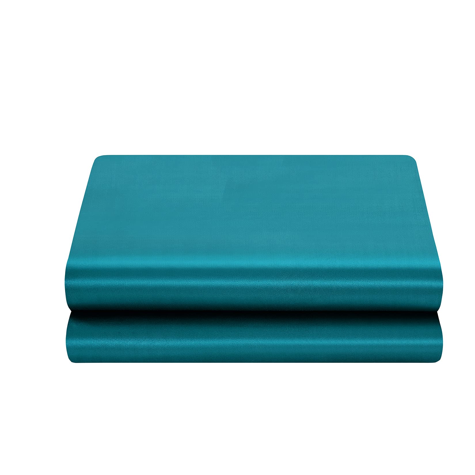 Luxury Satin King Flat Sheet - 1-Piece Teal Bed Sheet, Ultra Soft & Breathable for Comfortable Sleep | Perfect for Master Bedroom, Guest Room & Hotel Use