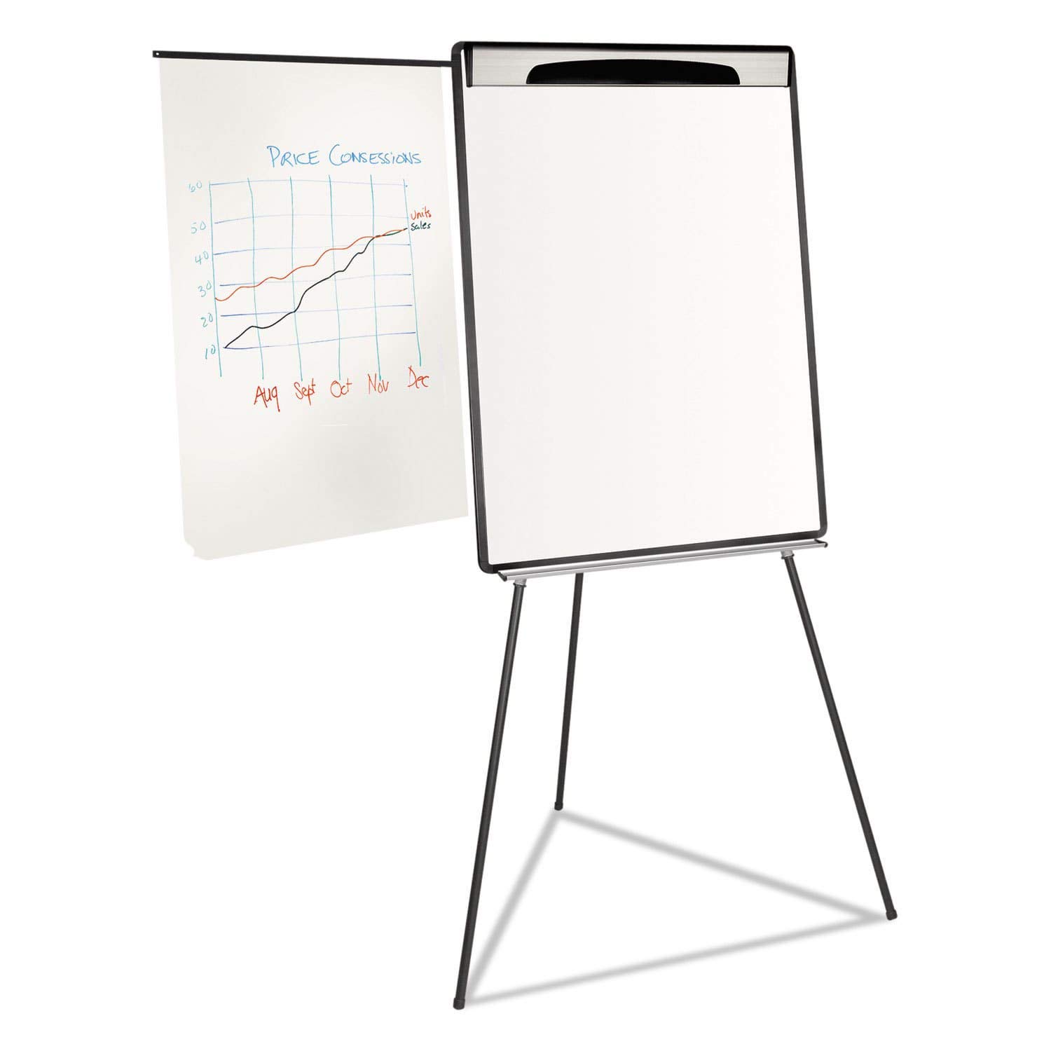 MasterVision Magnetic Gold Ultra Dry Erase Tripod Easel with Extension Arms - Adjustable Height 32