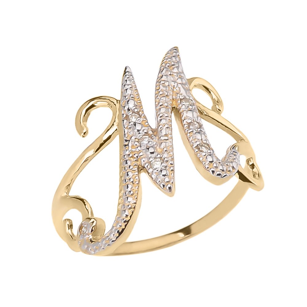 10K Yellow Gold Modern Cursive Letter M Diamond Pendant Necklace - Elegant Personalized Jewelry Gift for Women, Perfect for Birthdays, Anniversaries & Special Occasions