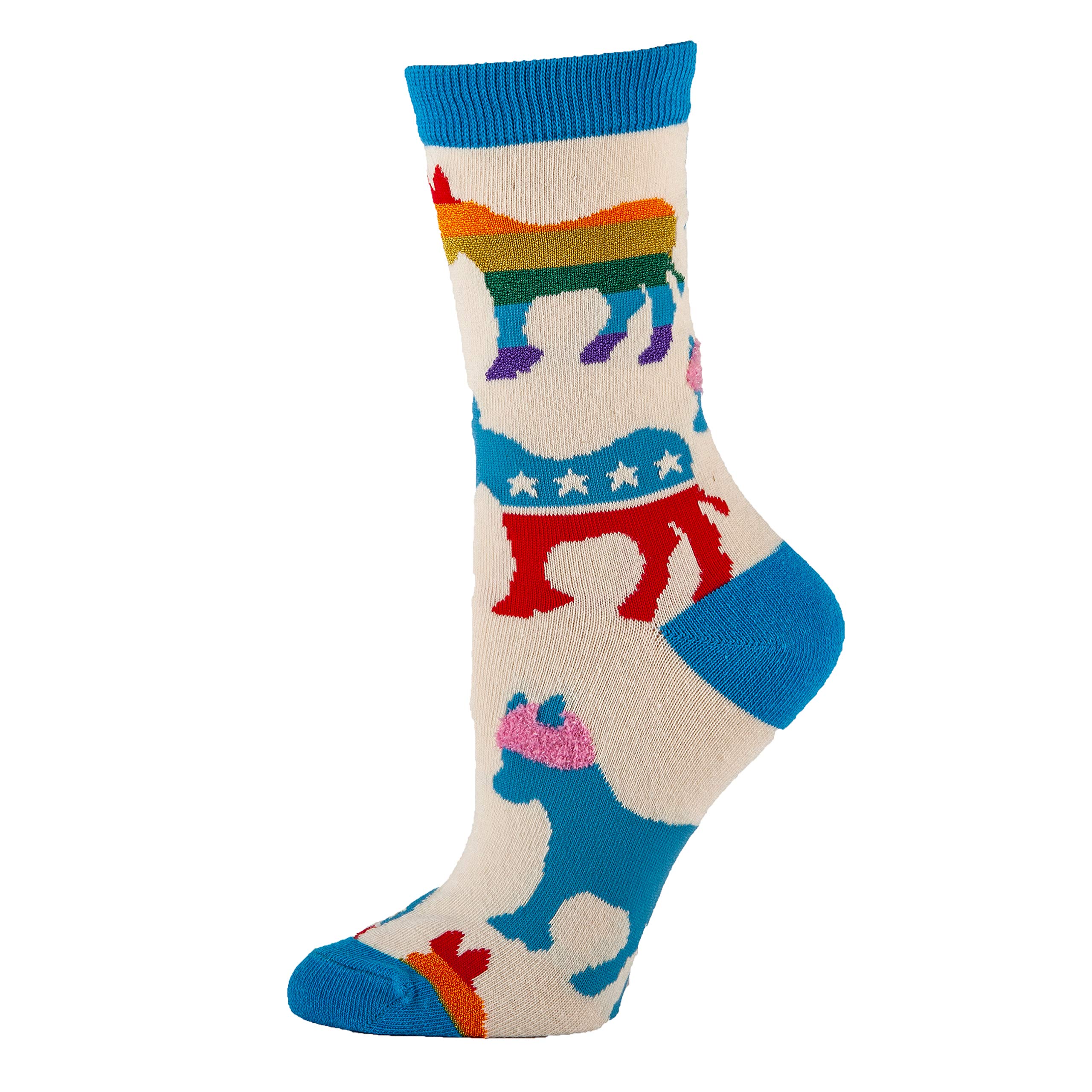Funny Political-Themed Crew Socks for Women - Novelty Crazy Dress Socks Gift Idea - Fits Shoe Size 5-10 - Perfect for Office, Parties & Political Events