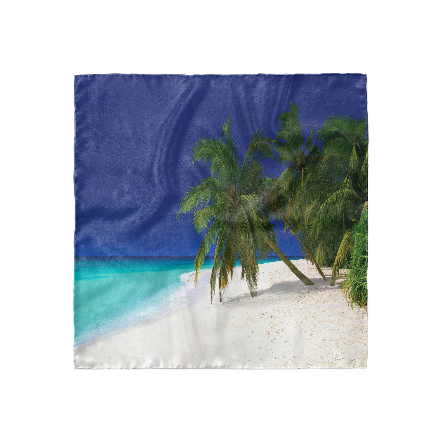 Ambesonne Tropical Head Scarf - Soft Beach Hair Wrap with Untouched Coastline Print - Perfect for Beach Vacations, Summer Outfits & Boho Fashion Accessories