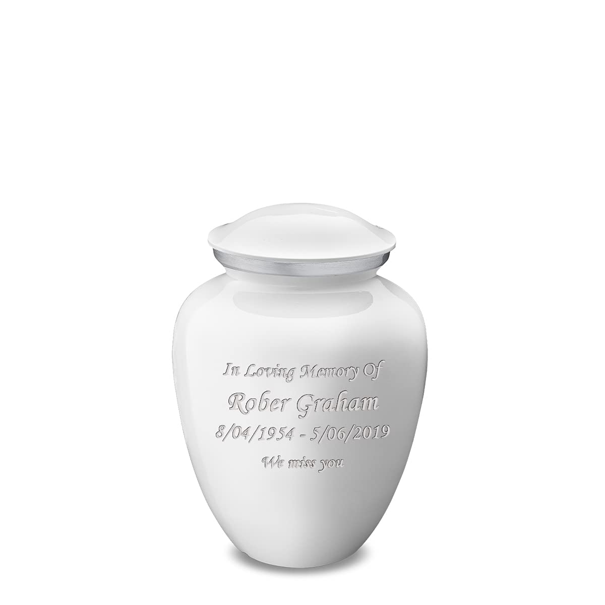 Personalized Small Cremation Urn for Human Ashes - Elegant White Funeral Urn for Women & Men - Holds 44 lbs - Perfect for Home Memorials, Funeral Services & Ash Scattering Ceremonies