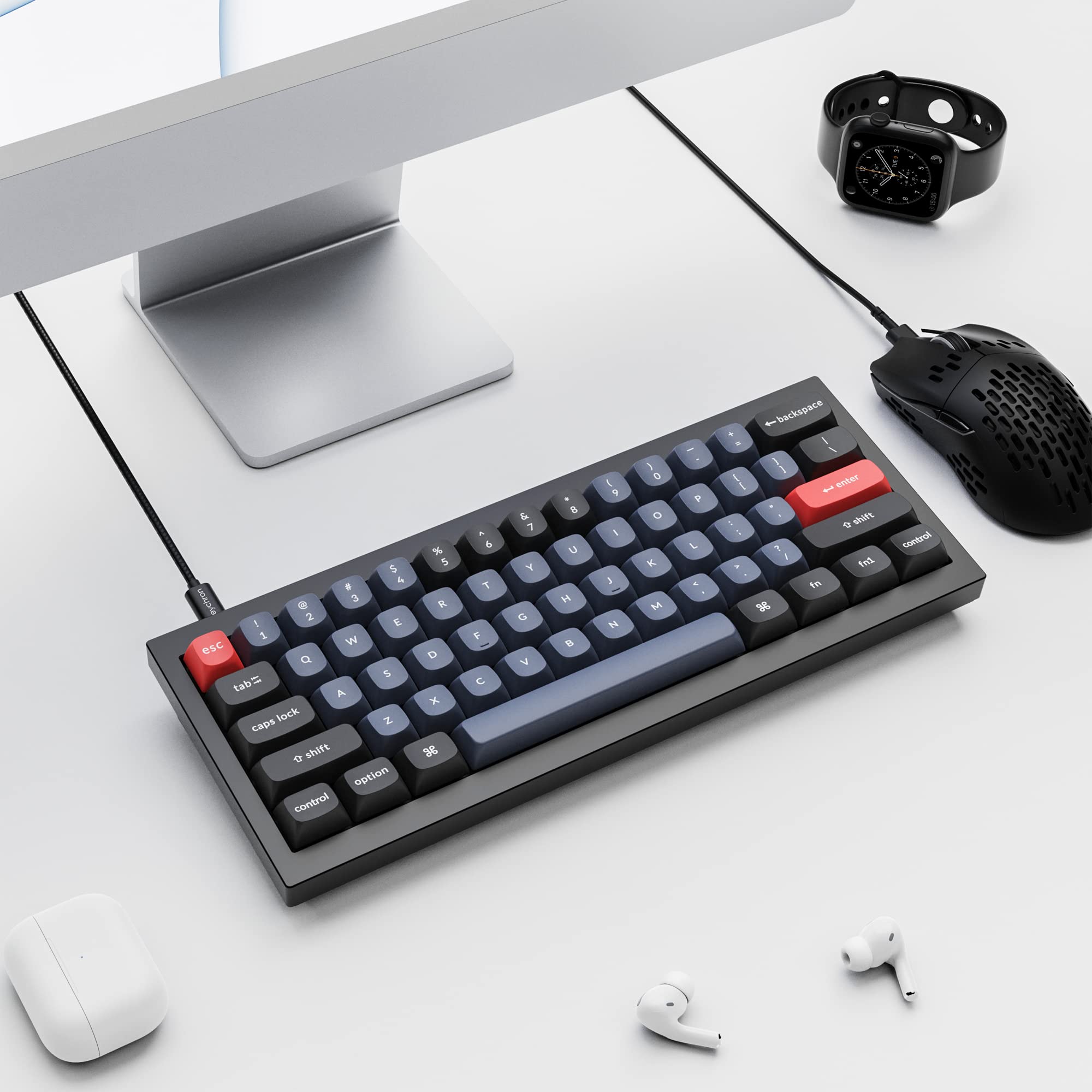 Keychron Q4 60% Wired Custom Mechanical Keyboard - Hot-Swappable Gateron G Pro Red Switches, QMK/VIA Programmable, Double Gasket Design for Mac/Windows/Linux (Black) | Perfect for Gaming, Coding & Office Work