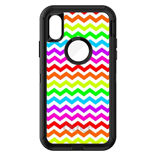 Rainbow White Chevron Stripes Wave On Black Case