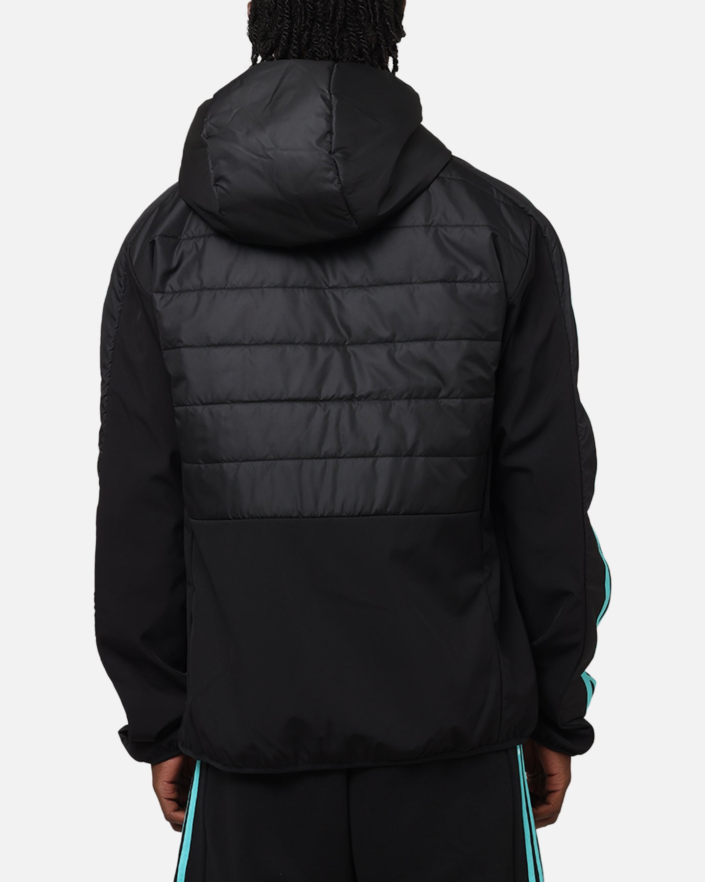 Adidas x Mercedes AMG PETRONAS F1 DNA Puffer Jacket for Men - Black & White Winter Coat for Racing Fans & Outdoor Activities