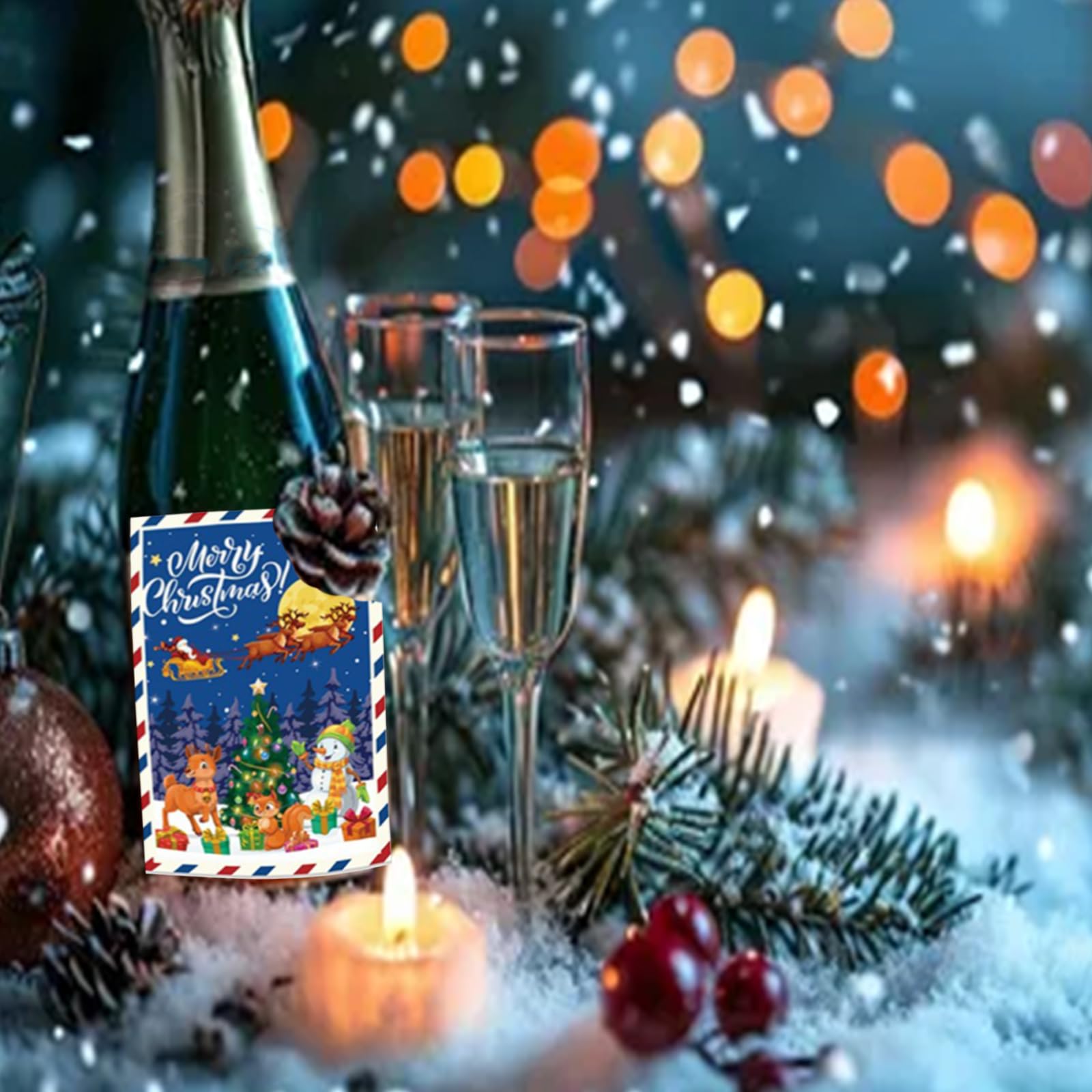 Christmas Wine Bottle Labels - Self Adhesive Holiday Stickers for Wine, Beer & Water Bottles - Perfect for Christmas Party Decorations & Gift Wrapping (Set of 50) - Great for Holiday Parties, DIY Gifts & Festive Home Decor