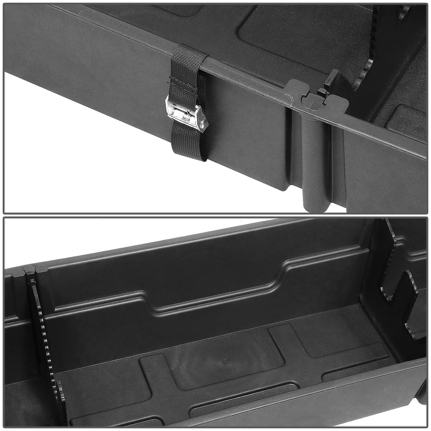 DNA MOTORING Under Seat Storage Box for 2015-2024 Ford F150, 2017-2024 F250 SD & F350 SD Crew Cab Pickup Trucks - Back Seat Organizer (SBOX-003) - Perfect for Road Trips, Camping Gear & Truck Accessories Storage