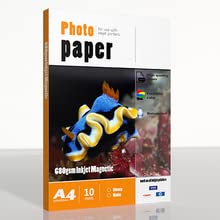Glossy Inkjet Magnetic Photo Paper A4 8.3x11.7 Inch (10 Sheets) 680gsm - Premium Printable Magnets for All Inkjet Printers - Easy to Cut & Use for Fridge, Refrigerator, Office, Home Decor & DIY Craft Projects