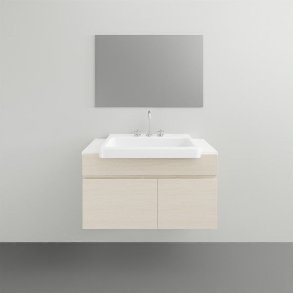 ADP Glacier Lite Semi-Recessed Vanity with Solid Surface Top - Slim Bathroom Sink Cabinet for Small Spaces, Perfect for Modern Powder Rooms and Compact Bathroom Designs