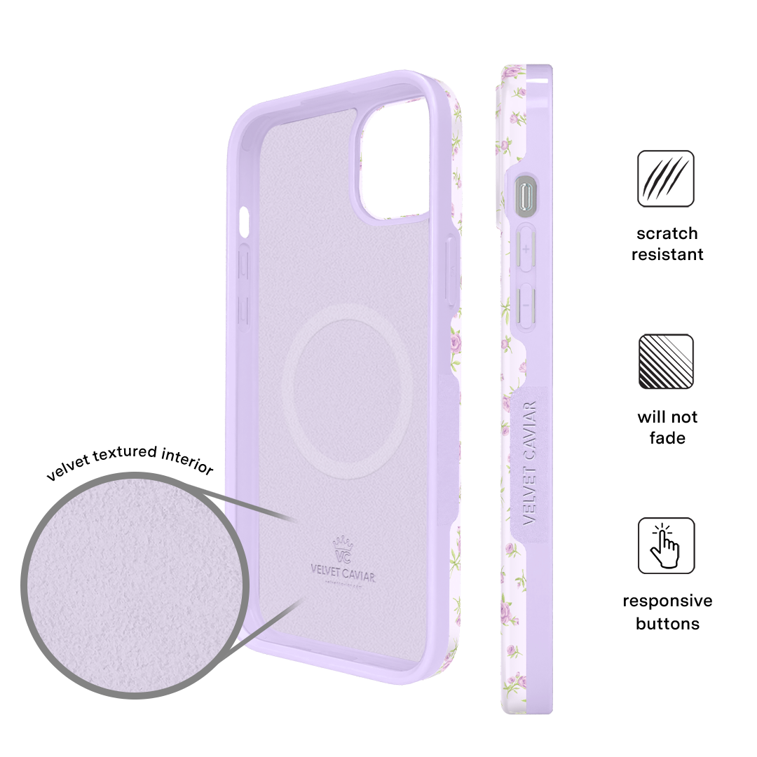 Elegant Lilac Floral iPhone Case - Slim Protective Cover for iPhone 13/14/15 - Perfect for Everyday Use, Work & Travel