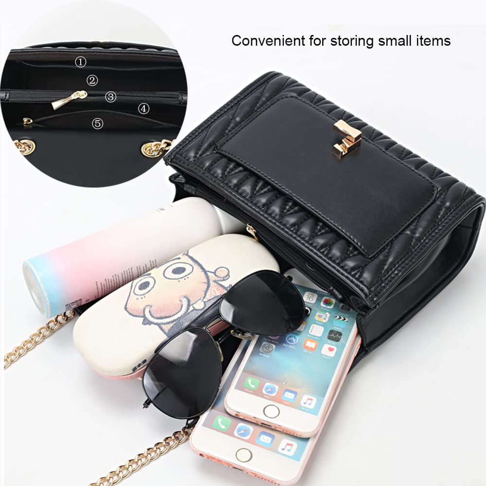 Zhongningyifeng Women's Small Leather Crossbody Shoulder Bag with Chain Strap - Fashionable Handbag for Daily Use, Work, Travel and Shopping