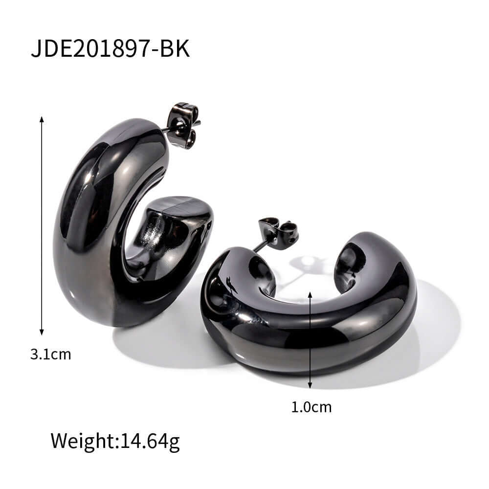 18K Gold Plated Bold Fat Thick Hoop Earrings for Women | Chunky Statement Hoops | JDE897 | Perfect for Parties, Weddings & Everyday Wear