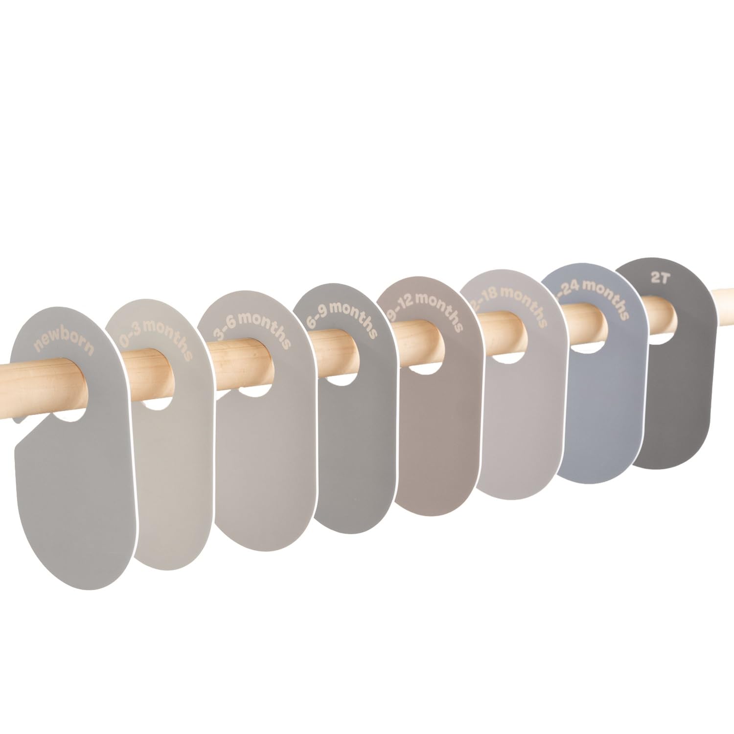 3 Sprouts Baby Closet Dividers Set of 8 - Double-Sided Size Labels Nursery Organizer for Newborn to 2T Baby Clothes - Gray & Beige - Perfect for Nursery Organization & Toddler Wardrobe Sorting