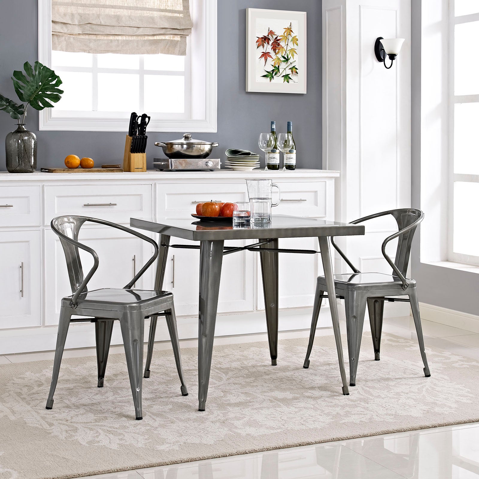 Modern Square Metal Dining Table Set - Rustic Industrial Style for Kitchen & Dining Room - Perfect for Small Spaces, Apartments & Outdoor Patios