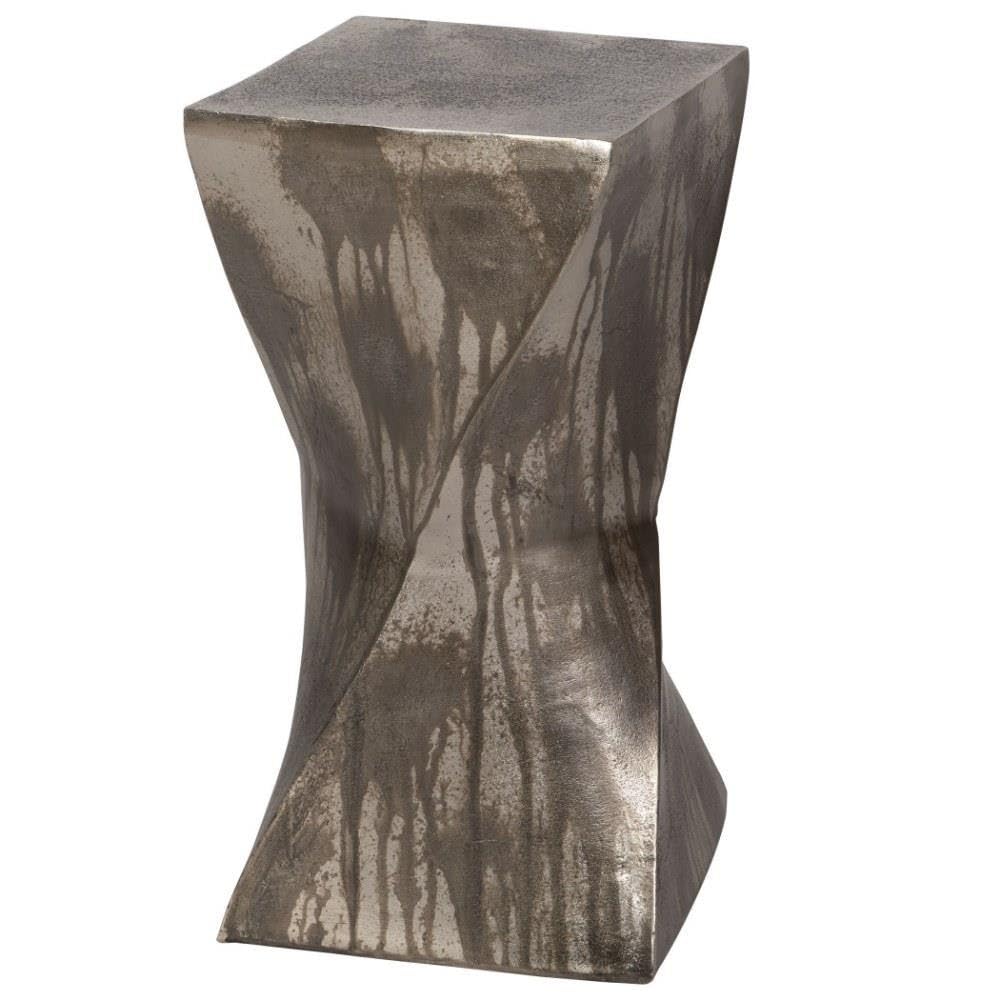 19 Inch Modern Hourglass Shape Accent Table with Distressed Details - Contemporary Side & End Table for Living Room, Bedroom, or Office (208-Bel-4190627)