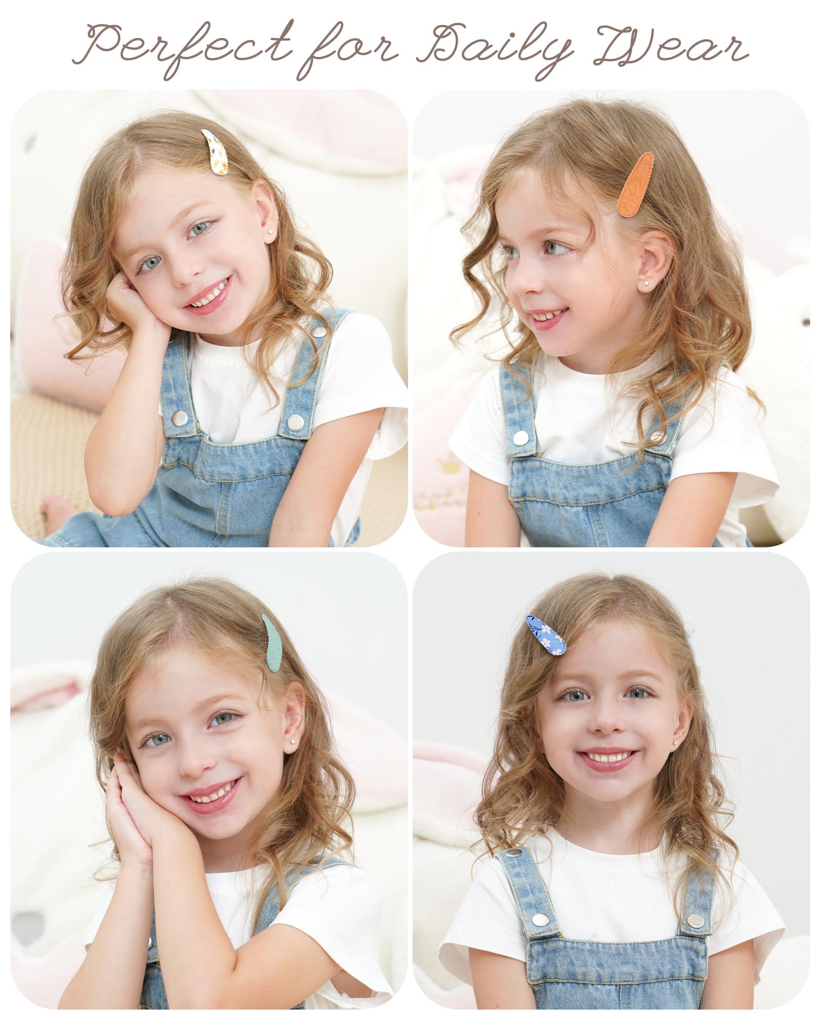 40 Pcs Floral Snap Hair Clips for Girls - Non-Slip Wrapped Flower Hairpins, Bows & Barrettes | Perfect for School, Parties & Everyday Hair Styling